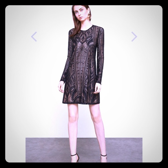 chinese dress ladies BCBGMAXAZRIA Black Lace-Trim Midi Dress – Runway Catalog main image 1